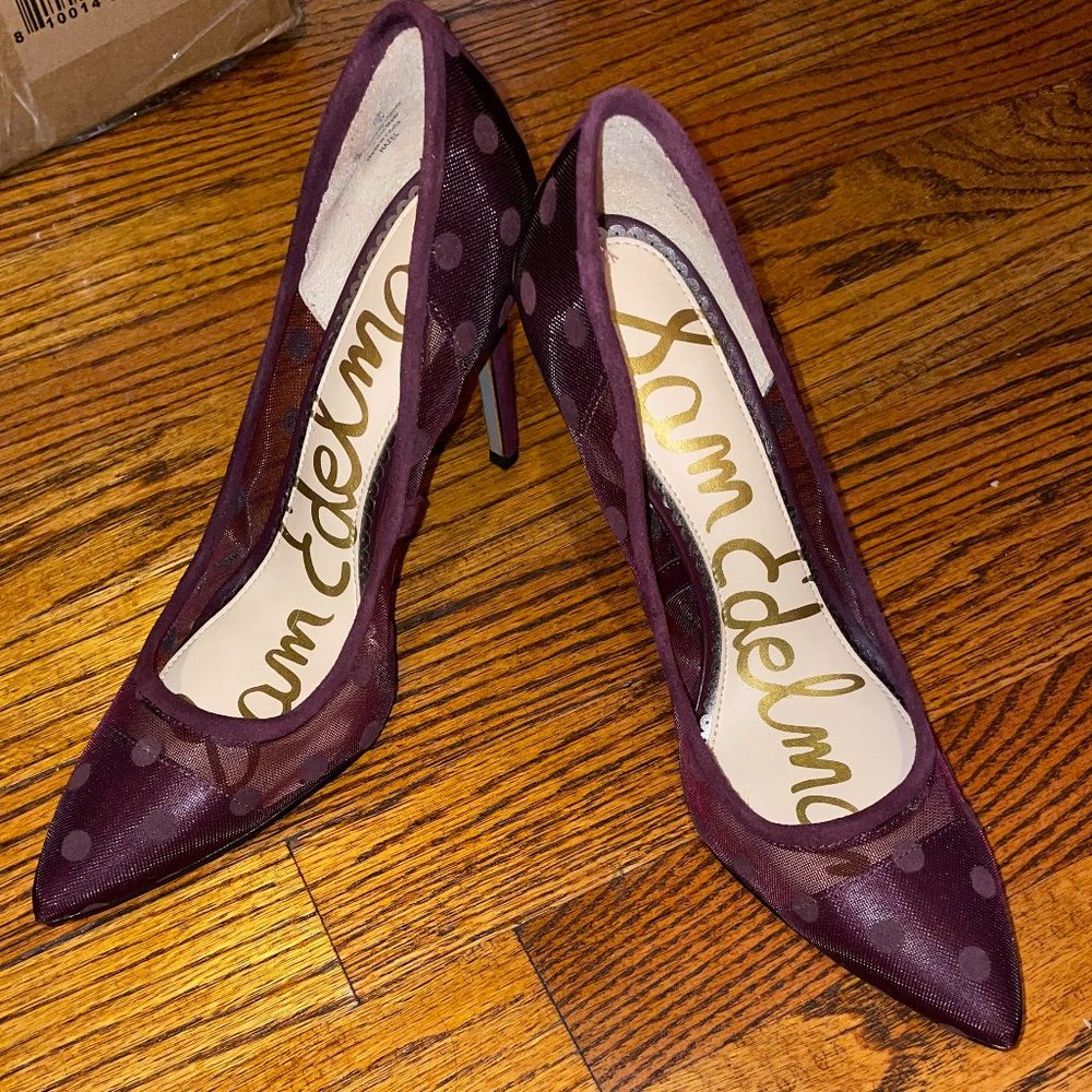 NWOT Sam Edelman dotted mesh Burgundy pumps